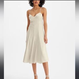 Satin v neck back cut out slip dress